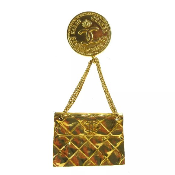 Chanel Bag Brooch Pin Gold 93A 86126 - Picture 1 of 8
